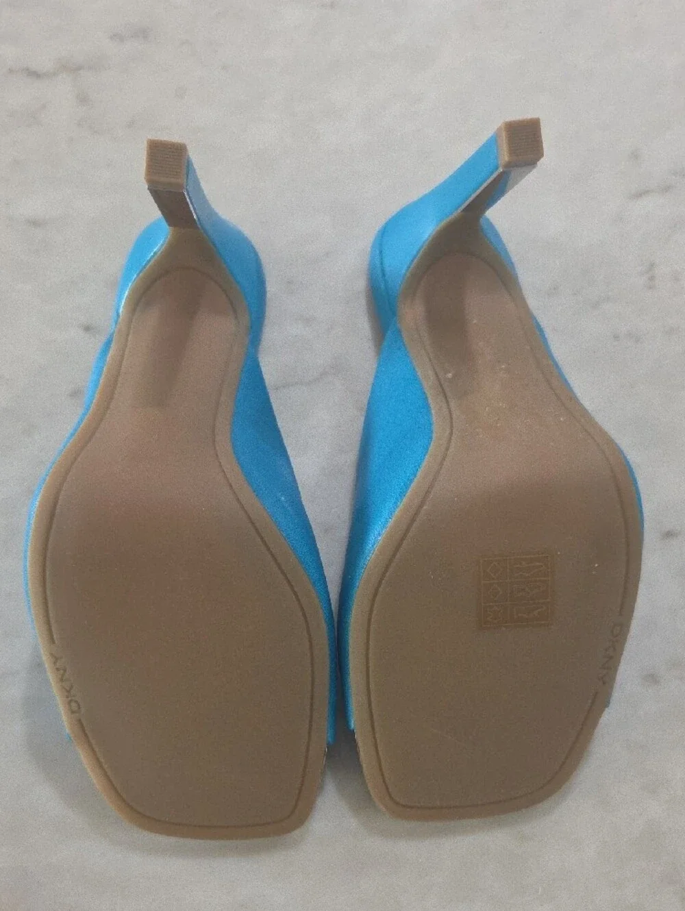 DKNY Turquoise Blue Open-Toe Slide Mules